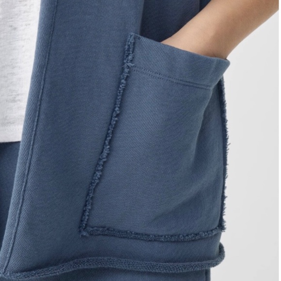 EILEEN FISHER Organic Cotton French Terry Shawl Collar Jacket Dusk XXS - Picture 3 of 7